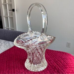 Vintage Clear Glass Basket 10”